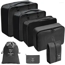 Sacos de armazenamento 7/10pcs saco de viagem conjunto dobrável produtos de higiene pessoal organizador viagem maquiagem roupas sapatos classificação bagagem casos bolsa pacote