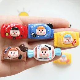 التماثيل الزخرفية 10pcs mini kawaii cartoon candy resin resin flat back cabochons scrapbook diy party hairpin accessories Home Decoration Craft