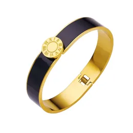 Schmuckdesigner für Frauen Großhandel mit runden Armbändern aus Titanstahl mit rundem, römischem, numerischem und farbigem Emaille-Tropfenkleber für Damen-Frühlingsarmband, Designer-Frau-Armreif