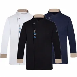 stylish Chef Jacket Lg Sleeve for Men Women in Restaurant Kitchens Waiter Cook Coat E50O#