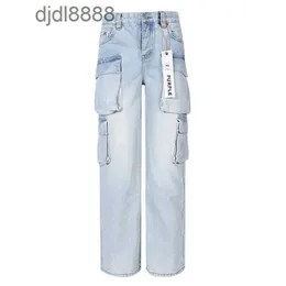 Mäns designer byxor trendiga varumärke Purplebrand jeans med blå ko tvätt och nödställt lapptäcke mx1 elastisk smal fit denim herr