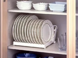 Hooks Rails Foldable Dish Plate Drying Rack Organizer Drainer Plastic Storage Holder White Kitchen5571481