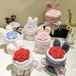 Fiori decorativi artificiale rosa fiore bouquet decorazioni per matrimoni per la casa per la festa della mamma profumata per sempre orecchie regalo di compleanno