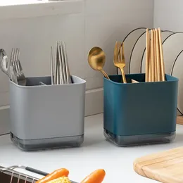 Ny 2024 multifunktionell skedgaffel Knief Chopstick Drain Box Tabellagring Lagringshållare Double Layer Cotestary Shelf Kitchen Organizer Rack - -