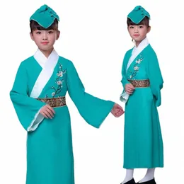 Trajes de dança chinesa tradicional antiga para meninos meninas clássico Hanfu Robe Folk Scholar Costume Performance Stage Dr 42J8 #