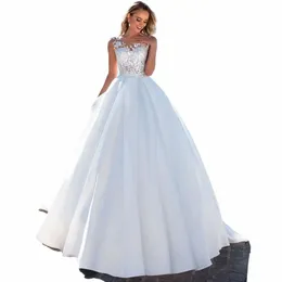 Sodigne Satin Land 2023 Hochzeit Dres Ärmel Perlen Gürtel Spitze Applikationen Princ Brautkleider für Frauen Braut j1AC #