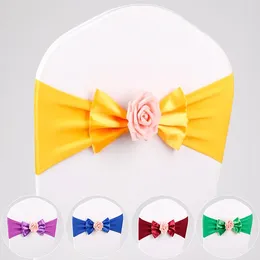 Sandalye kapakları 1pc moda düğün kanat SATIN SPANDEX Lycra Bow Tie Band Kullanım için hazırlanmış El Doğum Günü Partisi Göster Dekorasyon