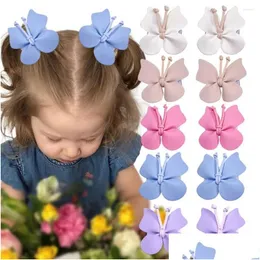 Acessórios de cabelo 3-10y crianças pu couro borboleta clipes não machuca hairpins meninas gota entrega bebê crianças maternidade dh9uq