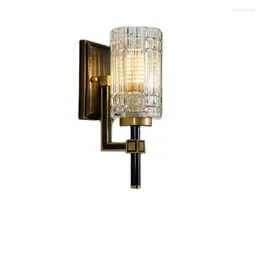 Wall Lamps Brass Crystal Master Bedroom Luxury Chinese Copper Modern Study Bedside Living Room Sconces Lights Decor Fixtures