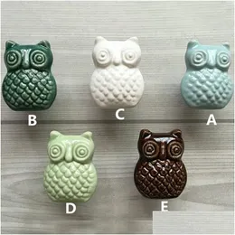 Handles Pulls The Mediterranean Sea Style Handle Creative Relief Totem Ceramic Furniture Cartoon Owl Der Cabinet Knob Pl Retro Chi Dhhke