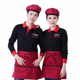 Kellneruniform Großhandel Küche Bäckerei Restaurant Arbeit Lg Ärmel Revers Hemd Catering Café Supermarkt Arbeitskleidung POLO T-Shirt R17d #