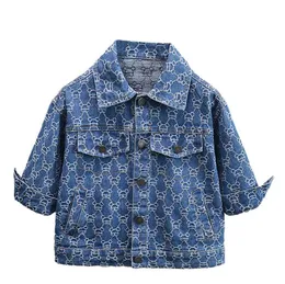 Newgg Kids Designer Clothes Boy Jeans Jacket Bear Plaidデニムカーディガンジャケットチルドレンコート