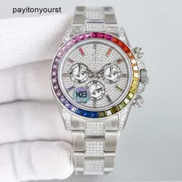 Ruoli Orologio Orologi svizzeri Diamond Mens Automatico Meccanico 7750 Funzione di cronometraggio Zaffiro 41mm Orologio da polso da donna con bracciale in acciaio tempestato di diamanti Mont