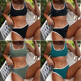 Womens swimsuit 2024 new multi-color wrap chest split swimsuit high waisted triangular beach bikini