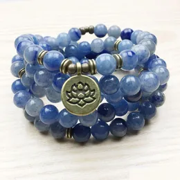 Perlen Sn1165 Hochwertiges Design Damen Mala Perlen Armband Trendy Yogi Halskette Lotus Blau Aventurin Quarz Drop Lieferung Dhgarden Otlj8