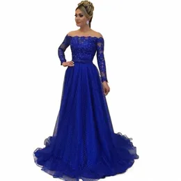 2022 Plus Size Modern Lace Mother of the Bride Dres Royal Blue Appliqued LG Rideves Custom Pade Wedding Wared W7gm#