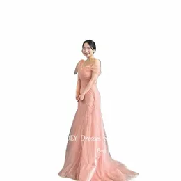Oloey Elegant Blush Pink Mermaid Evening Dres Korea Wedding Photo Shoot Tulle Garden Prom GownsフォーマルパーティーDr Corset Y1RN＃