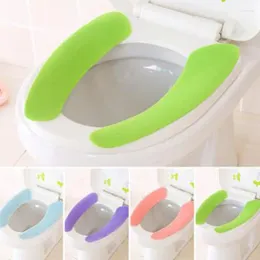 Toilet Seat Covers Universal Cover Soft WC Paste Sticky Pad Washable Bathroom Lid Cushion Solid Color