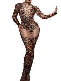 high Quality Hot Pred Diamd Leopard Print Elastic Jumpsuit 2024 New Fi Custom Women'S Clothing O7Mq#