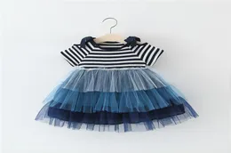 Meninas vestido de bolo listrado 2019 verão novo ins bebê meninas gradiente bolo saia vestidos de princesa crianças moda tutu vestido 2 cores 6505451