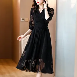 ワンピース Luxury embroidered chiffon Black Dress Amazon.com: Betsy & Adam Women's Long 3/4 Sleeve Embroidered
