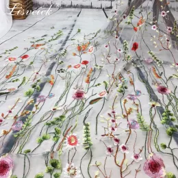 Tecido de cores líquidas flor bordado tecido francês africano renda material costurar no vestido de casamento roupas tecido retalhos diy