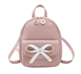 أكياس في الهواء الطلق Big Bowknot Mini Backpacks for Women Cute Pink Pu Leather Kawaii Backpack Teenages Houdter Bag Bags Girls FEM6012311