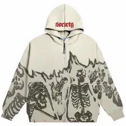 big promoti Europe, America, autumn and winter styles for men and women New Y2K hoodie couple lg-sleeved skull coat traf sti r32N#