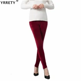 Yrrety Autumn Winter Fashion Thick Velvet Warm Double Sided Cashmere Leggings Warm Pants Knit High midje Termiska mjuka leggings 240321