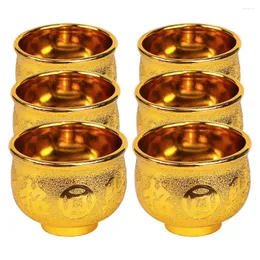 Engångskoppar sugrör små erbjudande kopp dekorativa vin tempel heliga buddhistiska buddha vatten sprit te på hallen