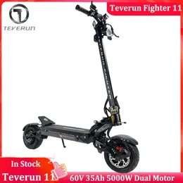 Nowy Teverun Fighter 11+ 60V 35AH Electric Skuster Upate 4 Tłok oleju Hydrauliczny Hydrauliczny IP67 Wodoodporny podwójny silnik Peak 5000W Najwyższa prędkość 85 km/h Wyświetlacz TFT