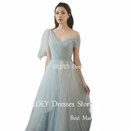 oloey Fairy Dusty Blue Tulle Lg Prom Dres Korea Lady Floor Length Evening Gowns Wedding Party Dr Formal Elegant v0yA#