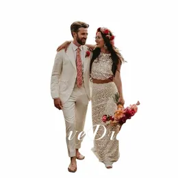 lovedres lace boho mermaid wedding dr with floral print sexy pattern bridal dring gown 2 pcs morden vestido de novia 2024 p6pc＃