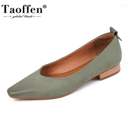 Casual Shoes Taoffen Ankomst Kvinnor Flat Real Leather Pointed Toe Summer Women Fashion Slip On Ladies Footwear Storlek 34-40