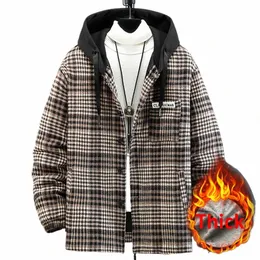 Plus rozmiar 10xl 11xl Plaid Parkas Mężczyźni Zimowa gruba płaszcz płaszcza Plaid Fi Casual Winter Hooded Tacets Big Size 11xl 10xl Mężczyzna Q1xg#