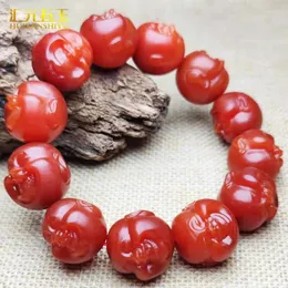 Strand Sichuan Baoshan South Red Agate El Yapımı Buda Kafa Bilezik Yunnan Chuan Hong Beads Persimmon