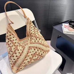 Tote Bag straw bag Designer Bag Luxury beach bag Shopping Bag High quality Woven for Summer Black apricot Outdoor Travel Large Capacity Handbag Diamond bow bag 01