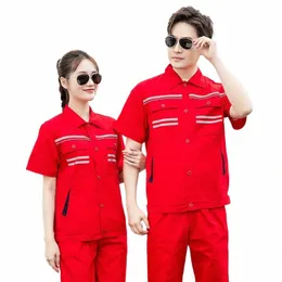 2023 Pure Cott Spring Summer Welding Suit Reflective Work Clothes Men Women Uniform Hi Vis Repair Workshop Mechanic Coveralls L27o#