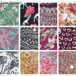 Fabric 100% Rayon Flower Horse Rose Paisley Leaves Heart Bohemia Thin Soft Smooth fabric for Summer Dress Shirt Blouse Nightdress