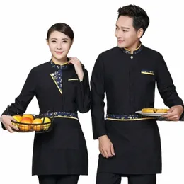 Autumn LG Sleeve Restaurant Waiter Uniform Woman Cafe Food Service Staff Overalls Cafe Waitr Uniform Hot Pot Work Wear Chef H7PC#