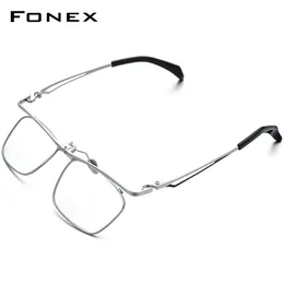 FONEX 180 ° Flip Glasses Frame Men Square Recept Gelglas i full optiska ramar Koreanska glasögon F8043 240314