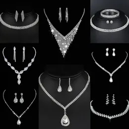 Värdebelt lab diamantsmycken Set Sterling Silver Wedding Halsband örhängen för kvinnor brudgagemang smycken gåva 98at#