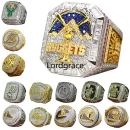 Conjunto de anel de campeonato mundial de basquete de luxo designer 14k pepitas de ouro equipe jokic campeões anéis para homens mulheres diamante esporte jóias