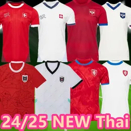 24 25 Euro Cup Tjeckien Soccer Jerseys Schweiz Home Away 2024 Österrike Red Blue White 2024 2025 Island Sports Football Shirts Sportwear Serbia Camisola