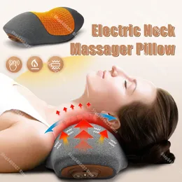 Elektrisk nackmassager Cervikal kudde uppvärmningsvibrationsmassage Back Traction Relax Sleeping Memory Foam Spine Support 240318