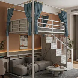 Кухня-хранилище Небольшая квартира с железными кроватями для верхних и нижних этажей Общежития Мансардные рамы Высокий низкий