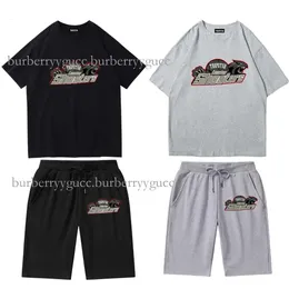 남자 티셔츠 트랩 스타 트랙 슈트 디자이너 자수 편지 여름 스포츠 패션 코드 런던 스트리트웨어 상단 짧은 슬리브 크기