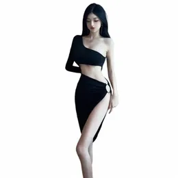 Bodyc Dr irregolare delle donne di estate spacco laterale impiombato Hollow Backl sexy Slim Fit Hotgirl Streetwear Party Club Dr R0sG #