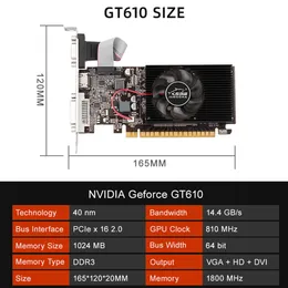 GT610 1G/2G بطاقة فيديو 1800MHZ PCIE X16 2.0 NVIDIA GEFORCE GT 610 DDR3 CARD