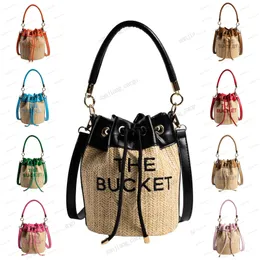 Woman Straw Bags Raffias bucket bag PP straws weaving shoulder bags Hobos Chain Handbags Designer Crossbody Lady Small Totes 2024 summer beach handbag